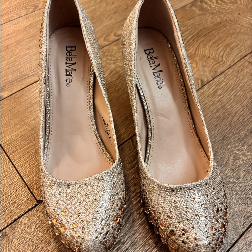 Gold Rhinestone low heel